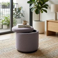 Kursi Stool Bulat Ottoman Dengan Penyimpanan