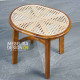 Kursi Stool Minimalis Oval Scandinavian Kayu Rattan Base