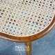 Kursi Stool Minimalis Oval Scandinavian Kayu Rattan Base