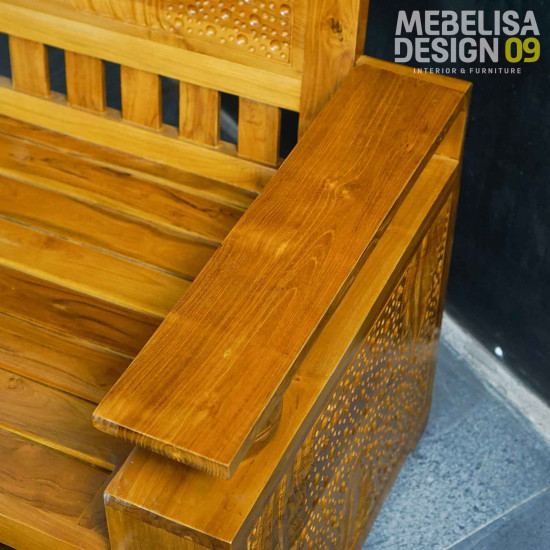 Kursi Tamu Sudut Koper Minimalis Kayu Jati Ukiran