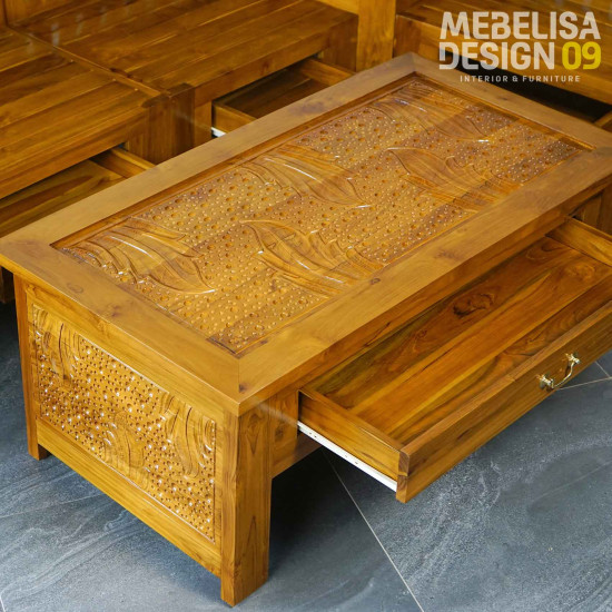 Kursi Tamu Sudut Koper Minimalis Kayu Jati Ukiran