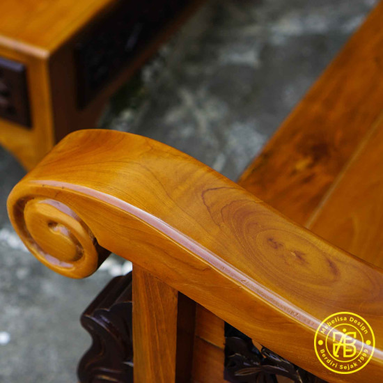 Kursi Tamu Sudut Ukiran Jepara Kayu Jati Finishing Kombinasi