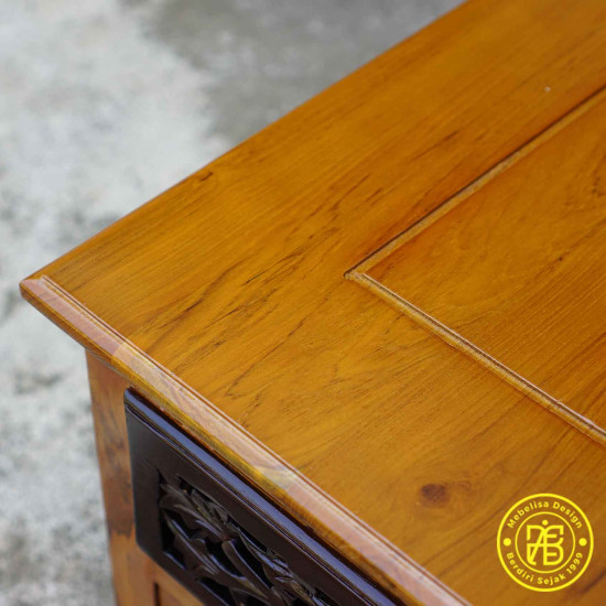 Kursi Tamu Sudut Ukiran Jepara Kayu Jati Finishing Kombinasi