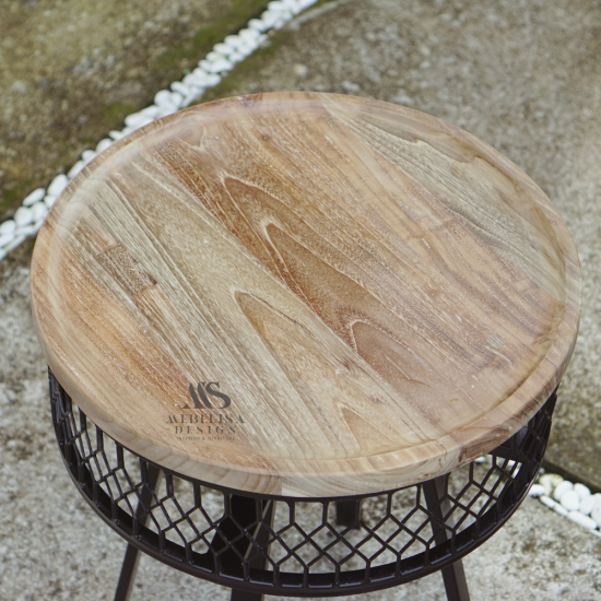 Lattice Bistro Accent Table Reclaimed Teak Wood
