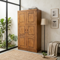 Lemari Baju 2 Pintu Minimalis Kayu Jati Sandra