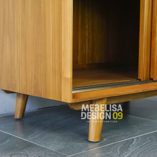 Lemari Baju Kayu Jati Retro Minimalis 2 Pintu