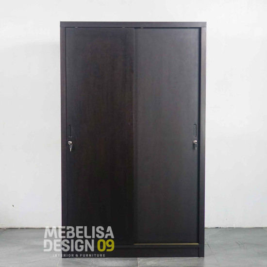 Lemari Baju Minimalis Kayu Jati 2 Pintu Sliding