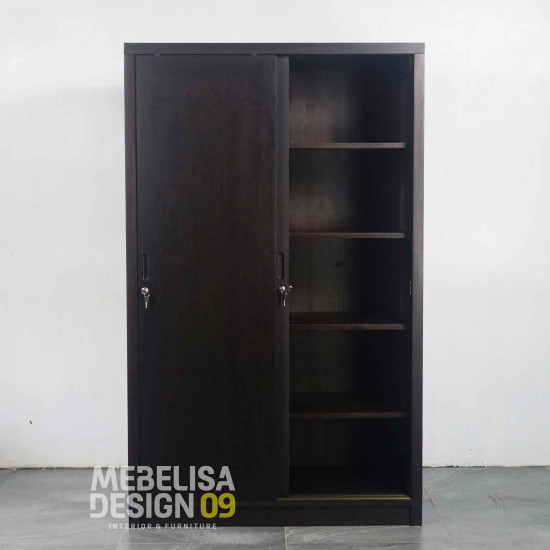 Lemari Baju Minimalis Kayu Jati 2 Pintu Sliding