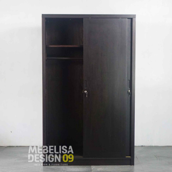 Lemari Baju Minimalis Kayu Jati 2 Pintu Sliding