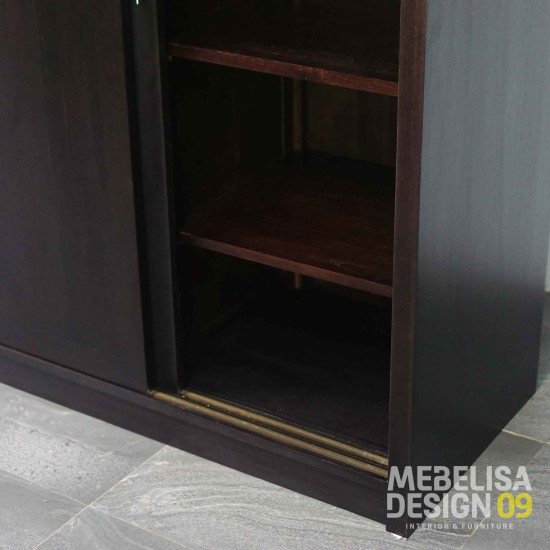 Lemari Baju Minimalis Kayu Jati 2 Pintu Sliding