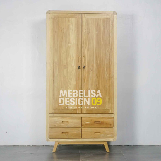 Lemari Baju Retro 2 Pintu Minimalis Kayu Jati