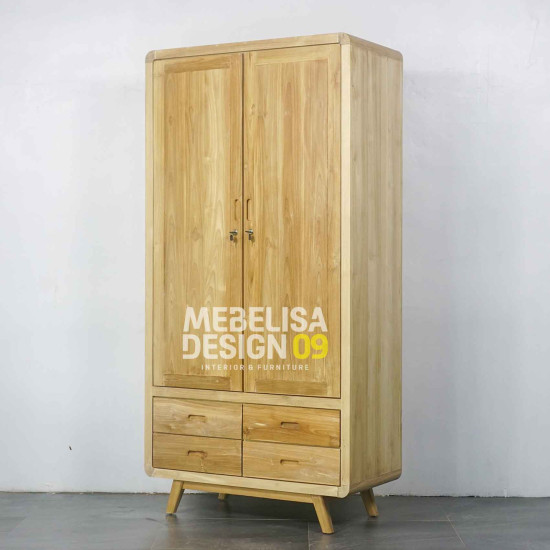Lemari Baju Retro 2 Pintu Minimalis Kayu Jati