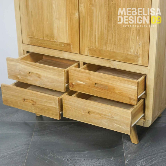 Lemari Baju Retro 2 Pintu Minimalis Kayu Jati