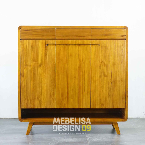 Lemari Cabinet Rak Sepatu Sandal Kayu Jati Minimalis Retro