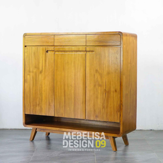 Lemari Cabinet Rak Sepatu Sandal Kayu Jati Minimalis Retro
