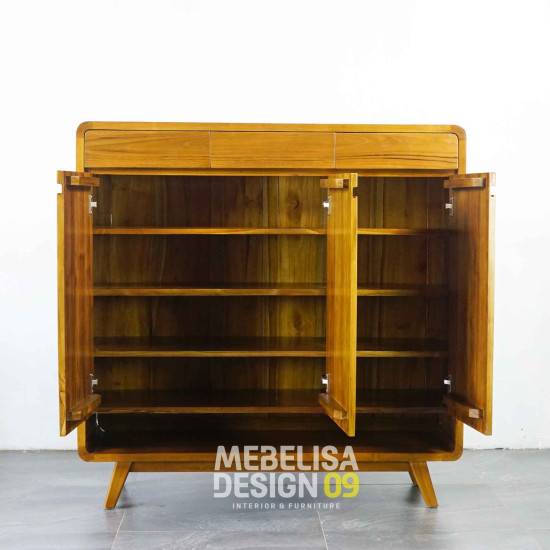 Lemari Cabinet Rak Sepatu Sandal Kayu Jati Minimalis Retro