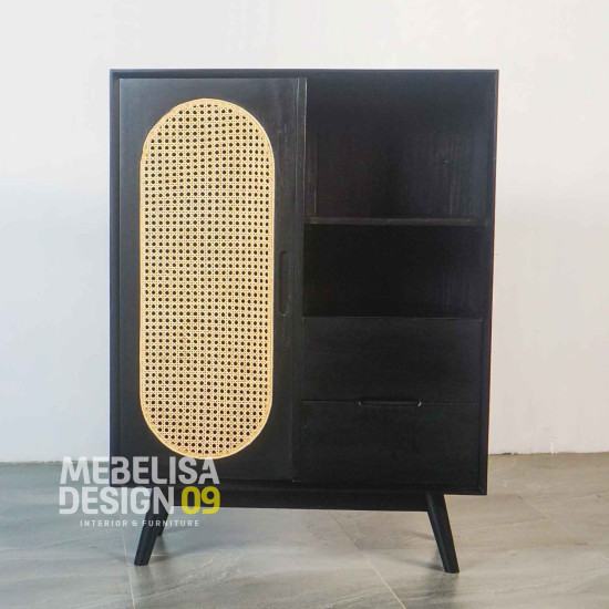Lemari Cabinet Sepatu Sandal Retro 1 Pintu Anyaman