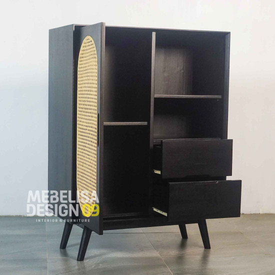 Lemari Cabinet Sepatu Sandal Retro 1 Pintu Anyaman