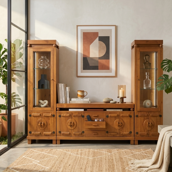 Lemari Display Bufet TV Minimalis Jati