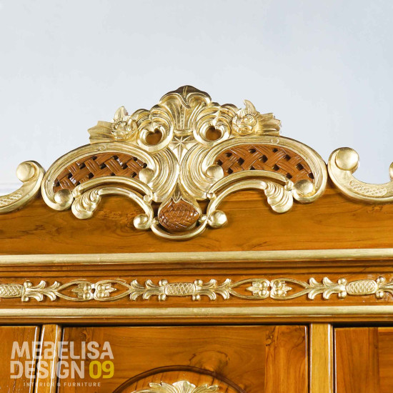 Lemari Pakaian 3 Pintu Model Peluru Ukiran Kayu Jati
