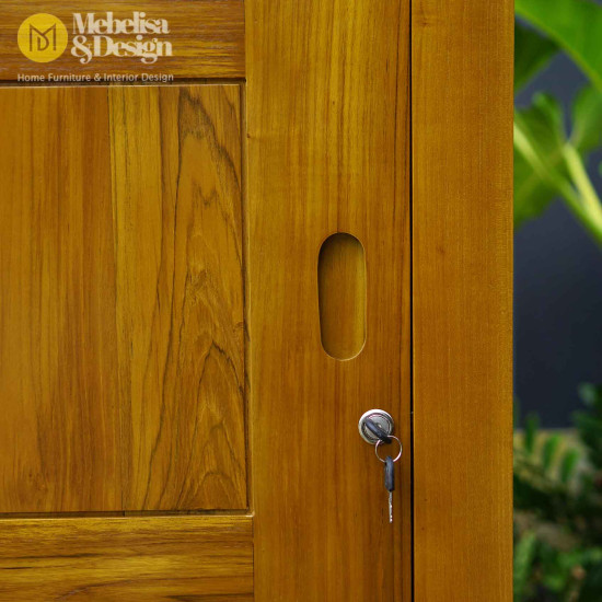 Lemari Pakaian Minimalis Kayu Jati Pintu Sleding 2P Lemari Pakaian Minimalis Kayu Jati Pintu Sleding 2P