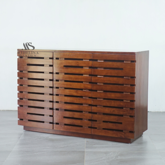 Lemari Rak Sepatu Kayu Jati Minimalis Modern