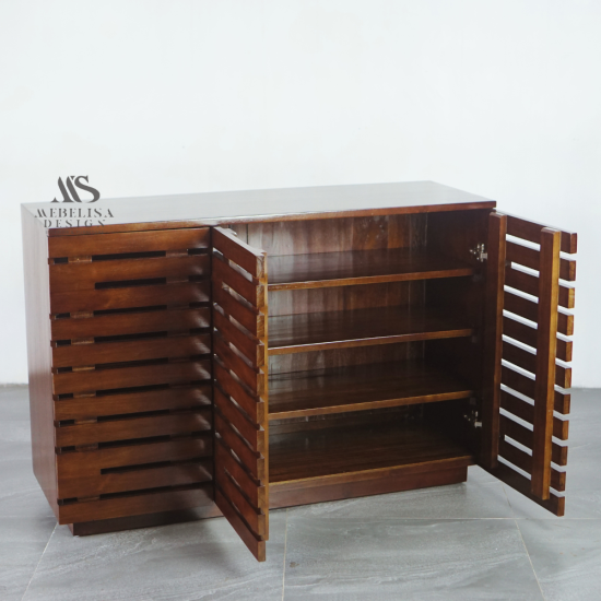 Lemari Rak Sepatu Kayu Jati Minimalis Modern