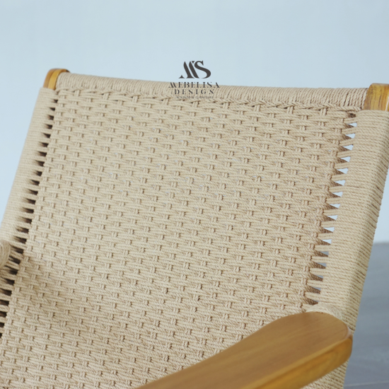 Lounge Chair Kursi Santai Kayu Jati Anyaman Loom