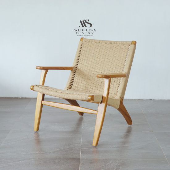 Lounge Chair Kursi Santai Kayu Jati Anyaman Loom