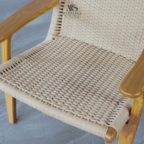 Lounge Chair Kursi Santai Kayu Jati Anyaman Loom