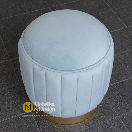 Luxury Stool Pouff Ottoman Kursi Bulat Kain Bludru