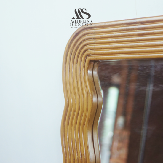 Maira Mirror Cermin Dinding Minimalis Aestetik Kayu Jati