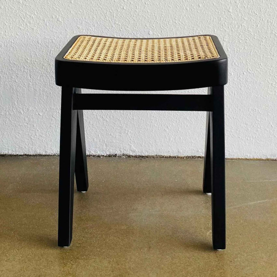 Majda Stool Bangku Stool Minimalis Kayu Jati Anyaman Rotan
