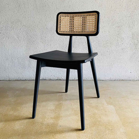 Maco Chair Kursi Makan Jati Mix Rotan Solid Base