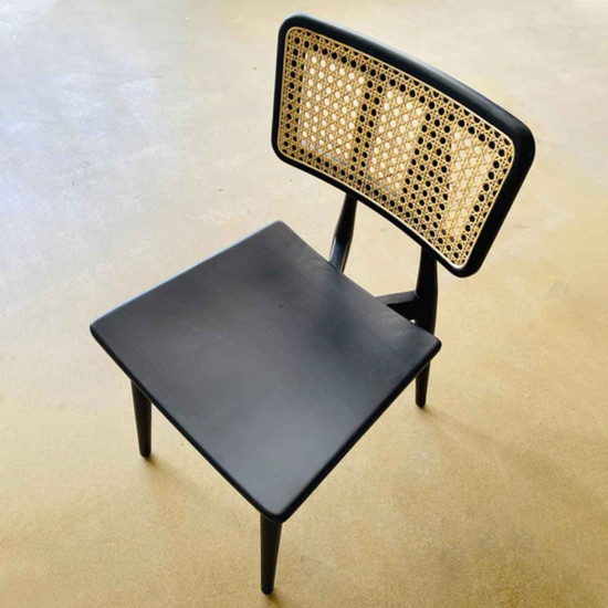 Maco Chair Kursi Makan Jati Mix Rotan Solid Base