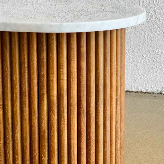 Marzi Coffee Table Meja Kopi Ruang Tamu Marmer Jati