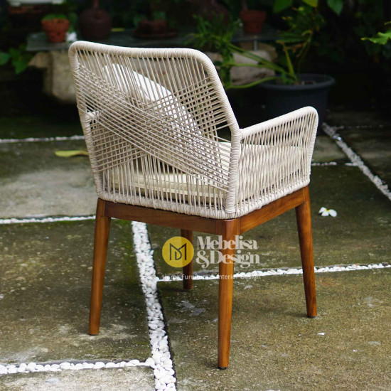 Mediterania Chair Kursi Makan Outdoor Anyaman Rotan Kayu Jati