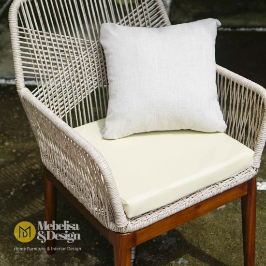 Mediterania Chair Kursi Makan Outdoor Anyaman Rotan Kayu Jati