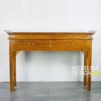 Meja Altar Panjang Minimalis Kayu Jati Solid 4 Laci