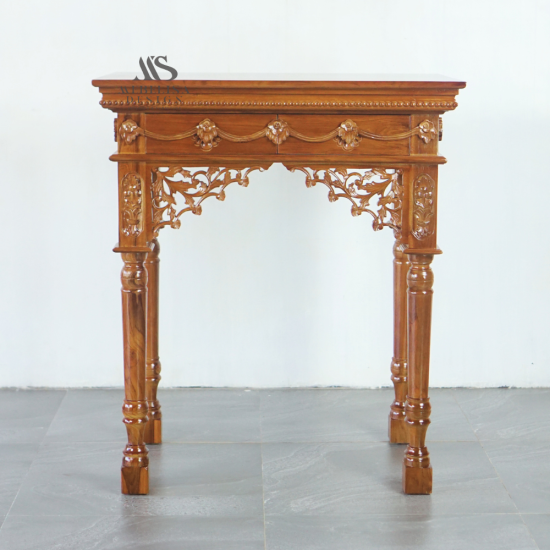 Meja Altar Sembahyang Kayu Jati Ukiran 2 Laci