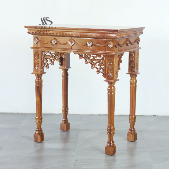 Meja Altar Sembahyang Kayu Jati Ukiran 2 Laci