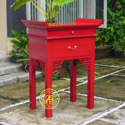 Meja Altar Sembahyang Minimalis Full Kayu Jati Finishing Red