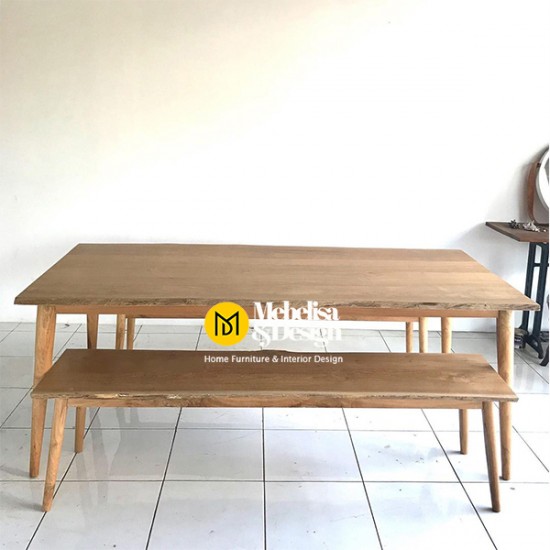 Meja Bangku Makan Set Kayu Jati Retro