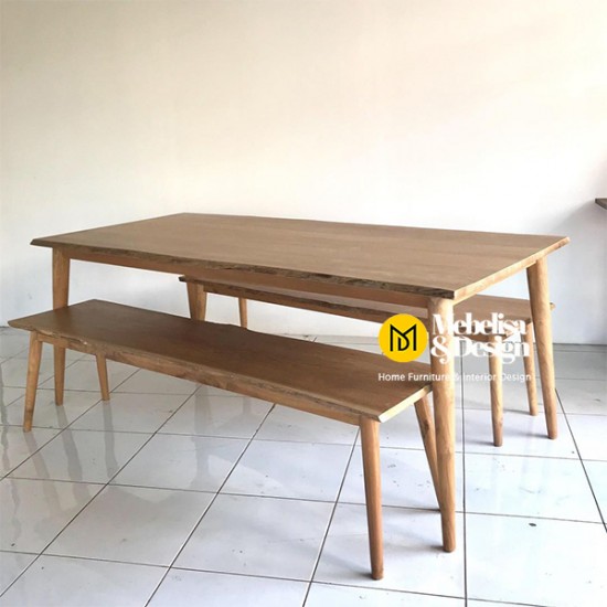 Meja Bangku Makan Set Kayu Jati Retro