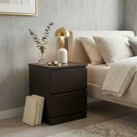 Meja Bedside Minimalis 2 Laci Jati