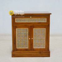 Bedside Nakas Bufet Minimsalis Jati Mix Rotan