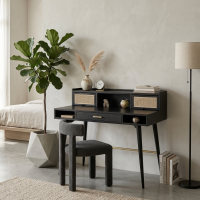 Meja Belajar Minimalis Modern Klasik Laci Rotan Killy