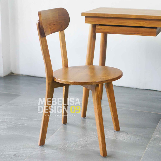 Meja Belajar Retro Kayu Jati Set Kursi Ropan