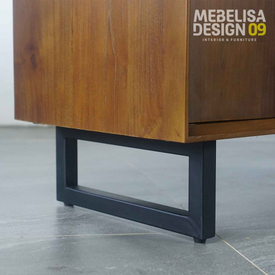 Meja Bufet TV Kaki Besi Kayu Jati Minimalis