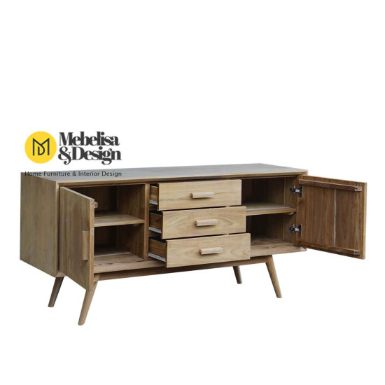Meja Bufet TV Minimalis Kayu Jati Retro 2 Pintu 3 Laci Meja Bufet TV Minimalis Kayu Jati Retro 2 Pintu 3 Laci